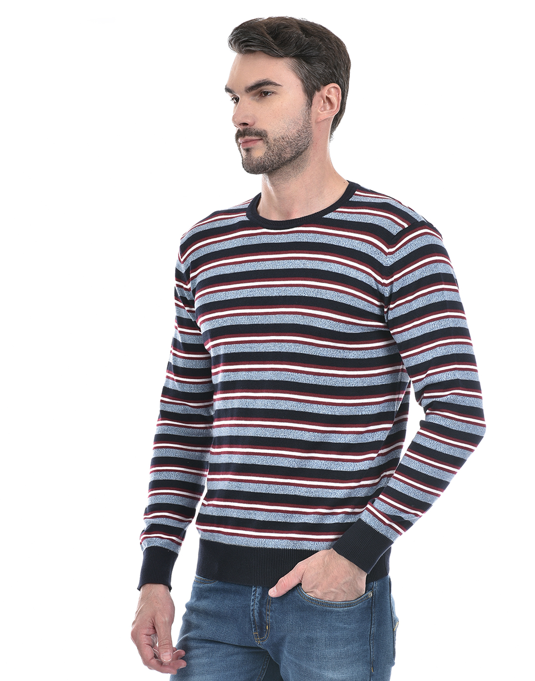 Numero Uno Men Striped Multicolor Sweater